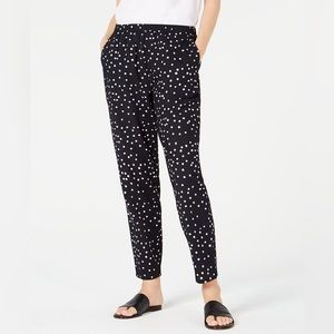 EILEEN FISHER Black White Polka Dot 100% Organic Cotton Pants Splatter Size M
